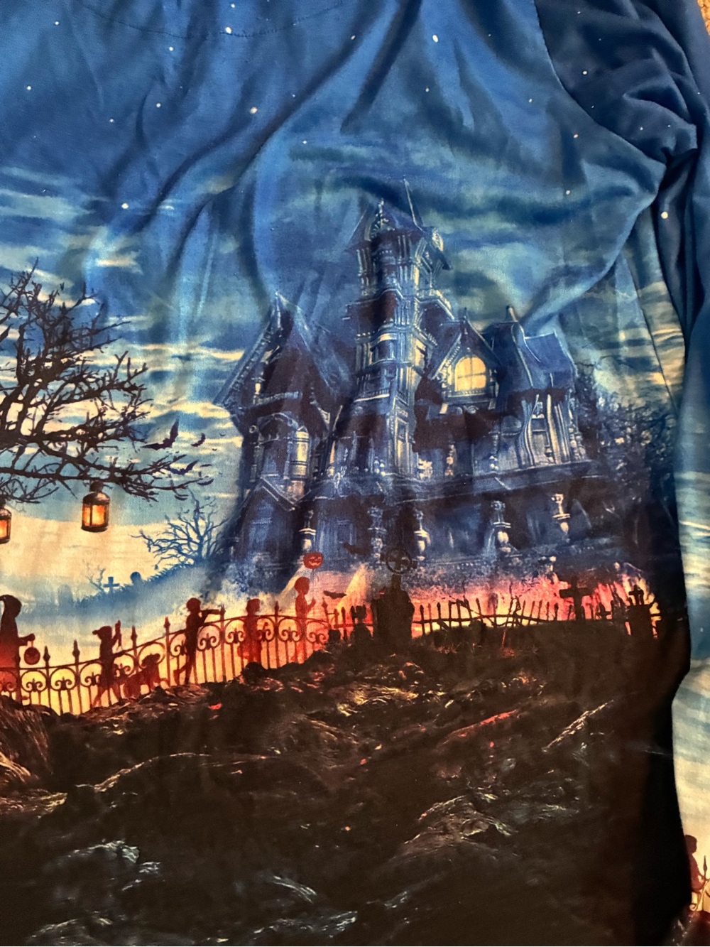 Gloria Vanderbilt Witch Haunted House Graphic Top M Rhinestone Halloween - Picture 7 of 16